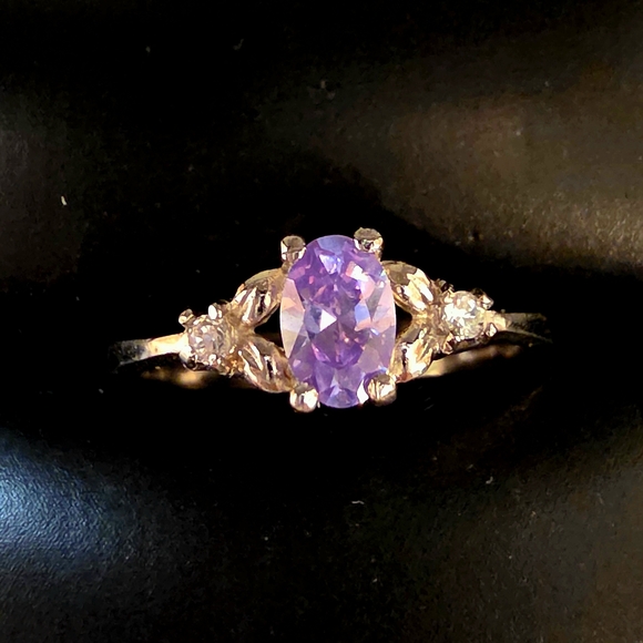 Amethyst & Diamond Sterling Silver Ring - Size 7 - Picture 1 of 6